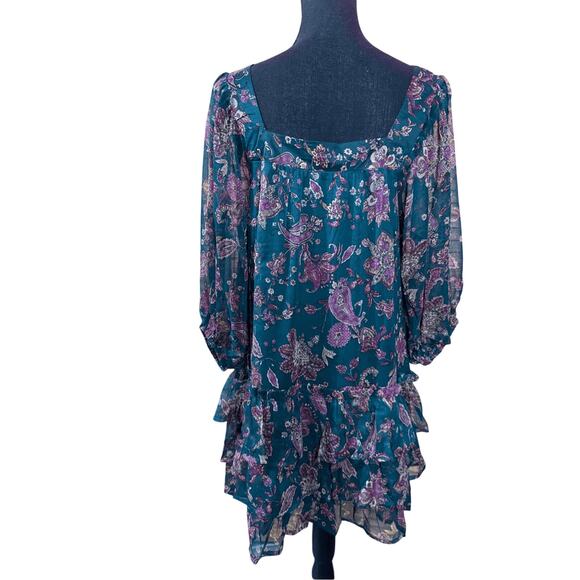 BAND OF THE FREE MANDY MINI DRESS IN PINE BERRY SQUARE NECK S-NEW - Picture 3 of 10